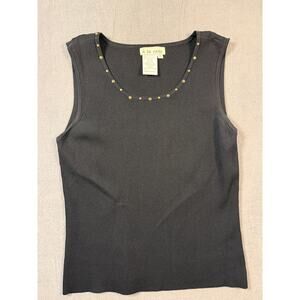 a la carte Studded Tank Top Sleeveless Blouse Women's Size Medium Black